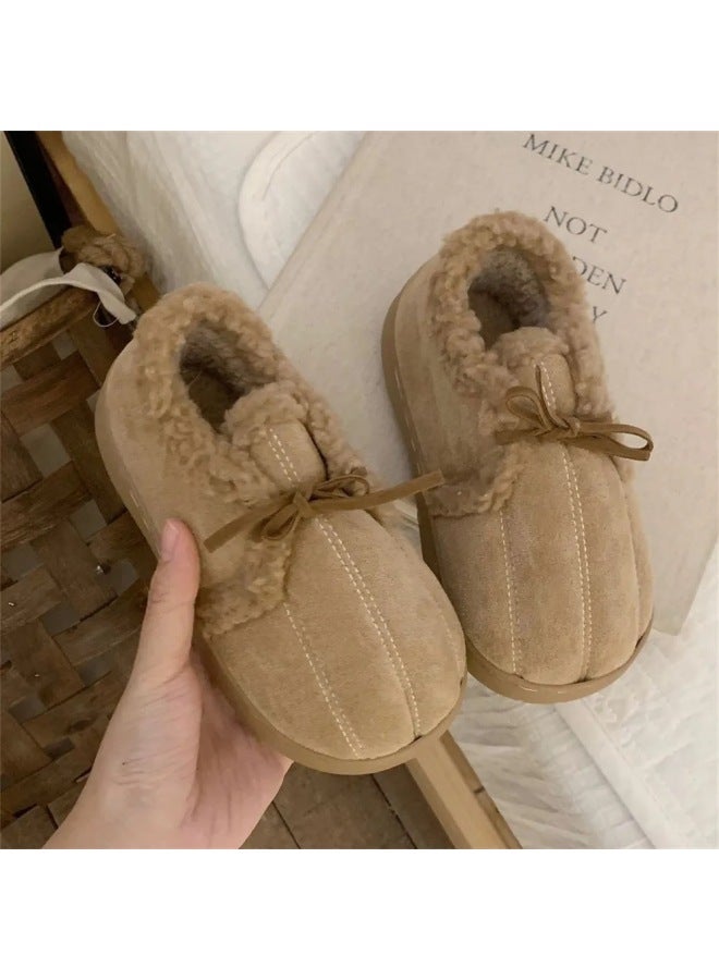 Parent-child Cotton Shoes For Women, Pumpkin Cotton Shoes For Children, Bean Shoes For Men, Non-slip Thick Soles, Warm Bags And Velvet Baby Shoes