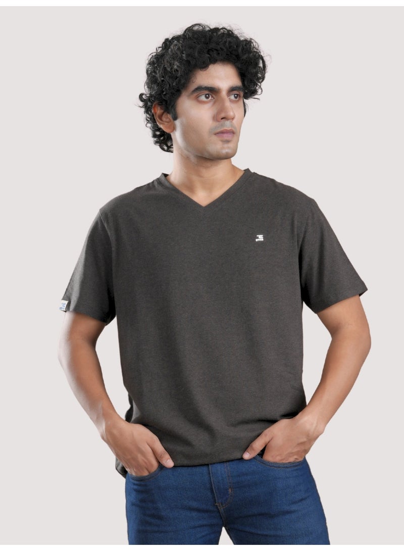 ROAR FOR GOOD Men's Oversized Solid T-Shirt | Oversized V Neck Half Sleeve Casual Tee | Soft Cotton Blend Everyday Wear T-Shirt - Image 3