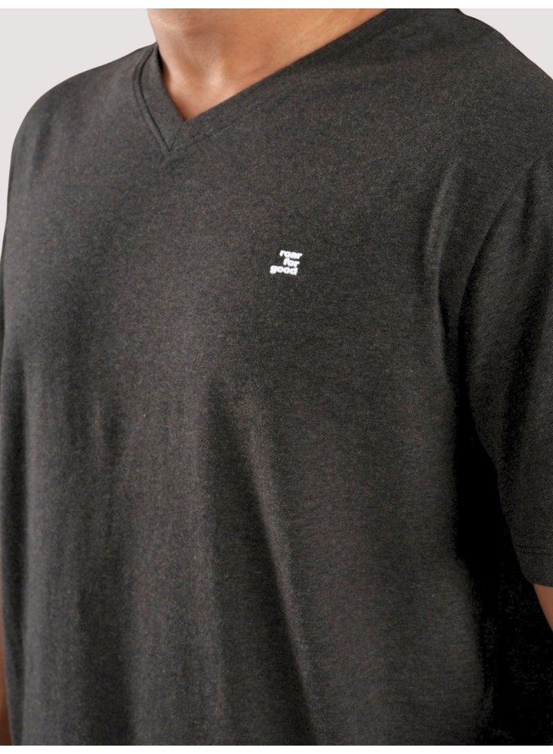 ROAR FOR GOOD Men's Oversized Solid T-Shirt | Oversized V Neck Half Sleeve Casual Tee | Soft Cotton Blend Everyday Wear T-Shirt - Image 5