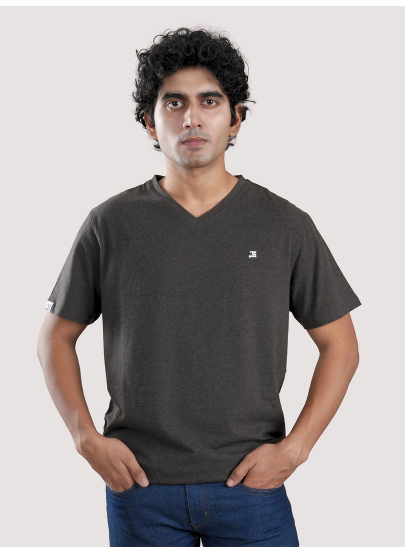 ROAR FOR GOOD Men's Oversized Solid T-Shirt | Oversized V Neck Half Sleeve Casual Tee | Soft Cotton Blend Everyday Wear T-Shirt - Image 1