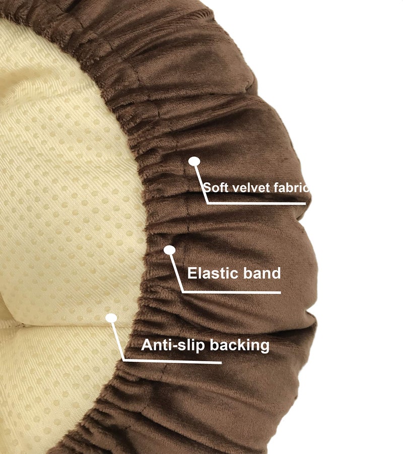 Augld Bar Stool Cushion Soft Velvet Padded Round Stool Cover 12" Velvet Coffee - Image 2