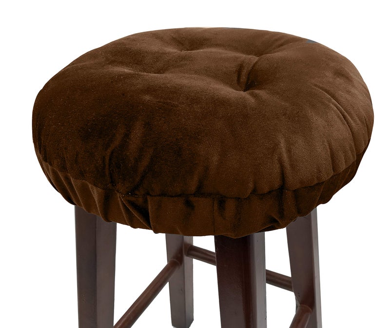 Augld Bar Stool Cushion Soft Velvet Padded Round Stool Cover 12" Velvet Coffee - Image 1