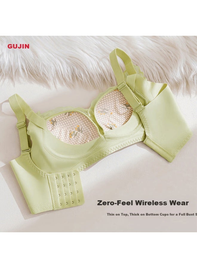 Gujin Sweet Style Lace Lightweight Wireless Women's Bra Small Bust Push-up Support Side Breast Collection - Image 4
