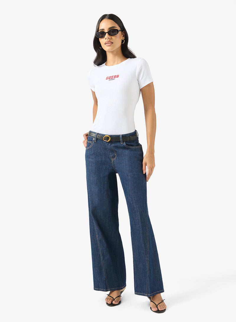 جس تي شيرت بقصة ضيقة بياقة دائرية - Image 4