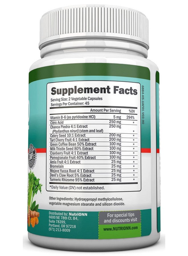 NutriONN Uric Acid Flush - Herbal Uric Acid Cleanse Supplement - With Tart Cherry, Celery Seed Extract, Chanca Piedra, Devil’s Claw & Green Coffee Bean - Vegan - Supports Gallbladder and Kidney Health - Image 5
