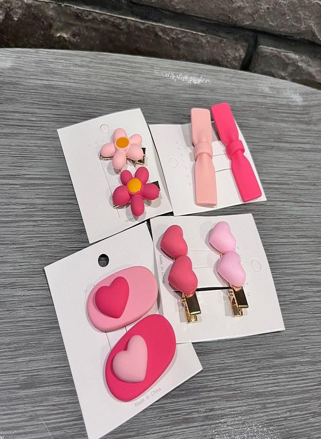 nanaxagly 8-Pack Girls Hair Clips Set, Classic Pink Hair Clips, Bow/Heart/Flower Alligator Clips, for Teens, Hair Accessories Gift Box (Rose and Pink Shades) - Image 2