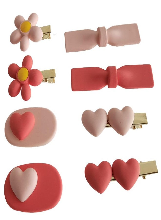 nanaxagly 8-Pack Girls Hair Clips Set, Classic Pink Hair Clips, Bow/Heart/Flower Alligator Clips, for Teens, Hair Accessories Gift Box (Rose and Pink Shades) - Image 1