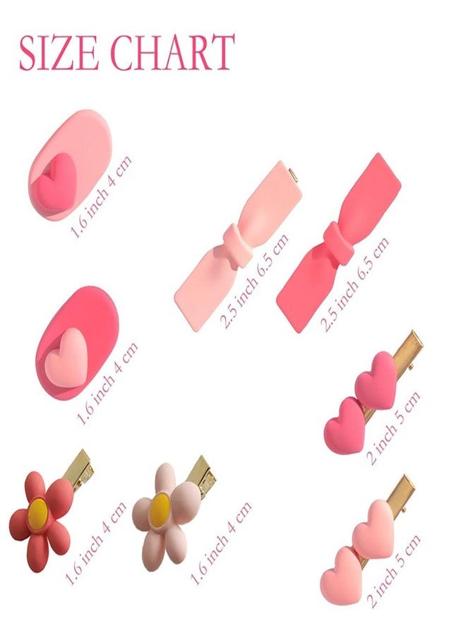 nanaxagly 8-Pack Girls Hair Clips Set, Classic Pink Hair Clips, Bow/Heart/Flower Alligator Clips, for Teens, Hair Accessories Gift Box (Rose and Pink Shades) - Image 5