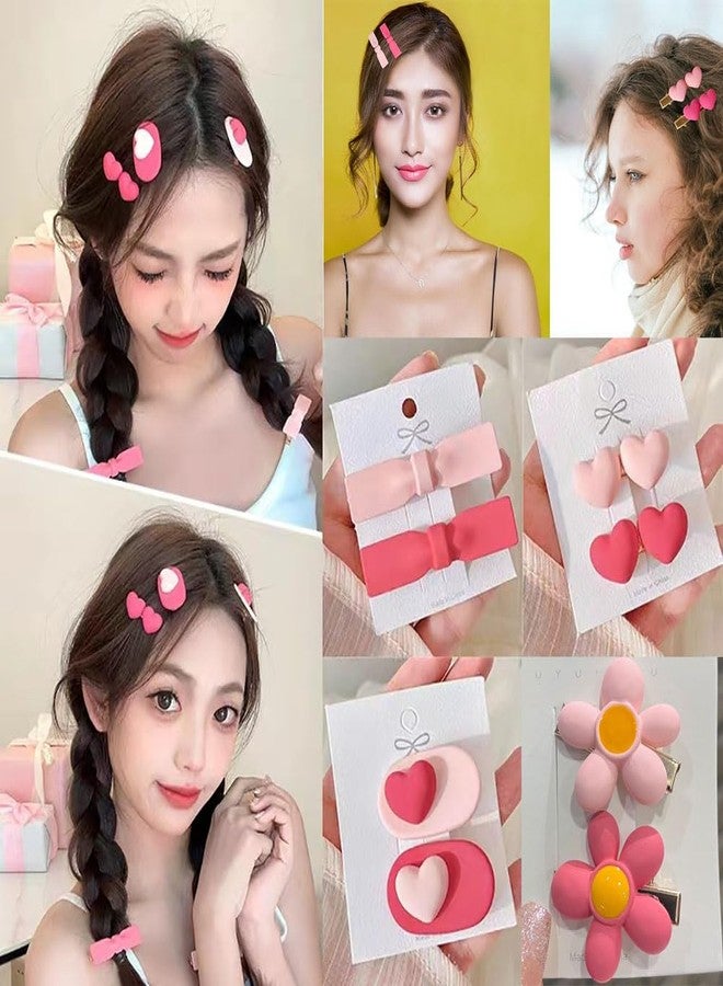 nanaxagly 8-Pack Girls Hair Clips Set, Classic Pink Hair Clips, Bow/Heart/Flower Alligator Clips, for Teens, Hair Accessories Gift Box (Rose and Pink Shades) - Image 3