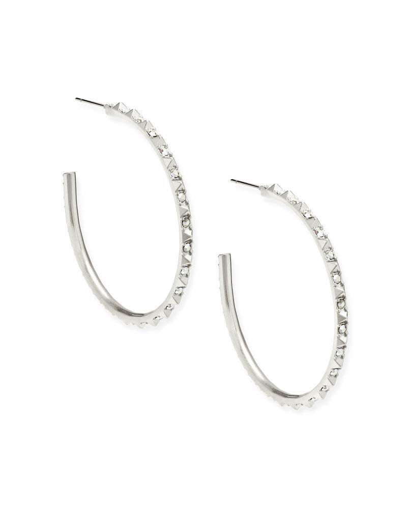 Kendra Scott Veronica Hoop Earrings in Rhodium Iridescent Crystal - Image 1
