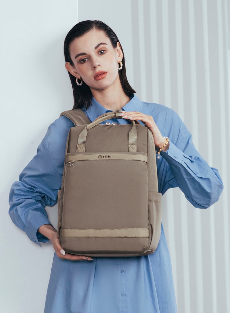 Chantria CB00639 Women Laptop Backpack Casual Business Travel Multi-Compartment Easy Carry Trend Bag (15.6'') Khaki - Image 4