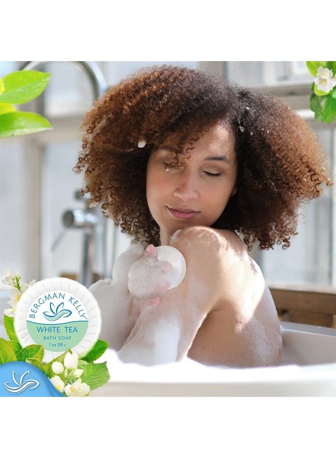 BERGMAN KELLY Round Hotel Soap Bars, Shampoo & Conditioner 3-Piece Set (1 oz each, 150 pc, White Tea), Delight Your Guests with Revitalizing & Refreshing Mini Travel Toiletries & Bulk Amenities - Image 2