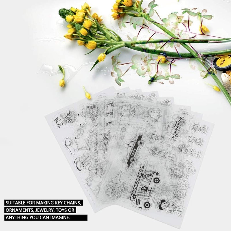 klarako Shrink Plastic Sheet, 8 Pieces Plastic Heat Shrinky Sheet Shrink Films DIY Handmade Craft Tool for Ornaments and Creative Crafts, Kids Boys Girls (Girls 20 * 29CM) - Image 3