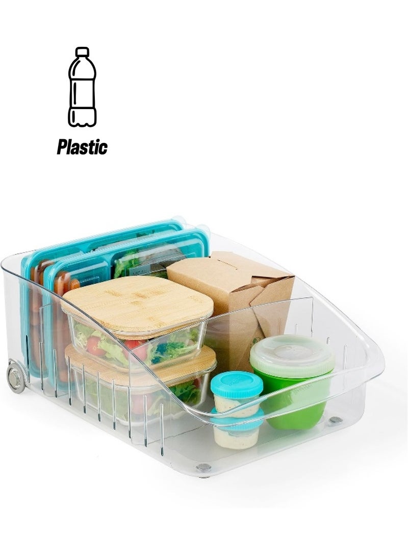 YouCopia YouCopia RollOut Fridge Drawer 10", BPA-Free Clear Rolling Refrigerator Organizer Bin with Adjustable Dividers and Handles for Produce, Food, Meal and Snack Storage  - Image 1
