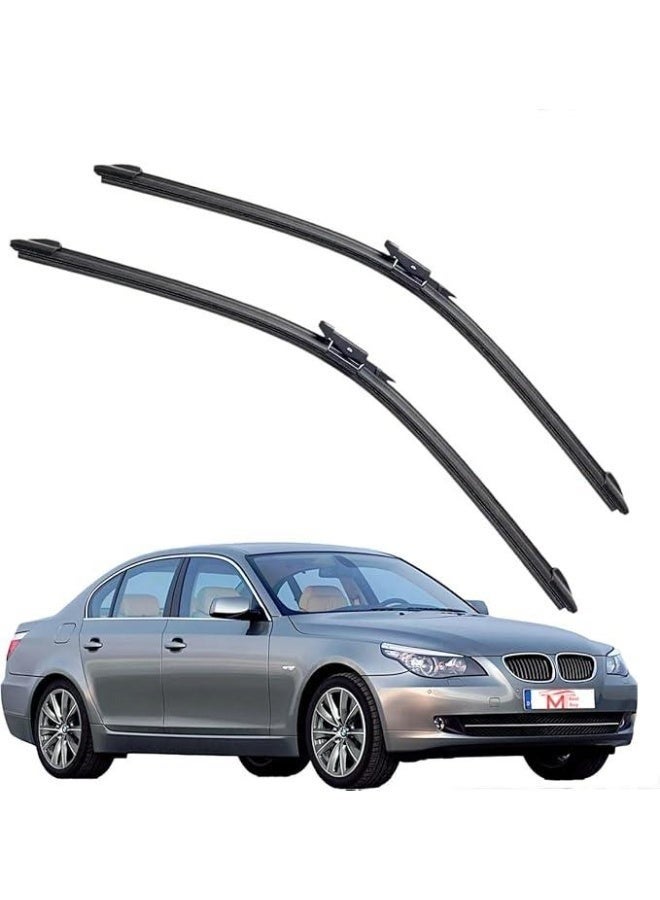 بي إم دبليو شفرات مساحات الزجاج الأمامي لسيارة BMW E60، 61 سم + 58.4 سم، مطاط طبيعي، مناسبة لجميع الفصول - Image 1