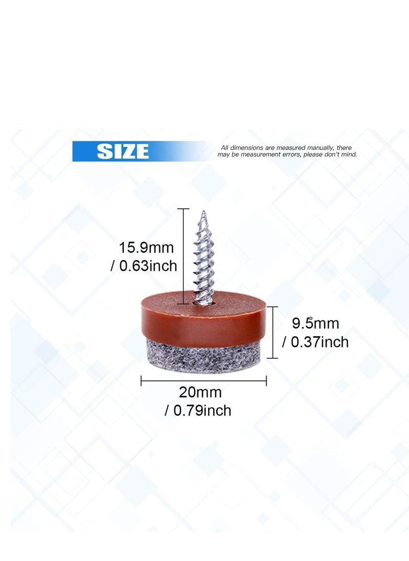 Excefore - 50Pcs 20mm Brown Screw-on Furniture Antiskid Felt Pad Slider Floor Protector for Wooden Leg Feet of Chair Table Sofa Stool (50Pcs 20MM) - Image 1
