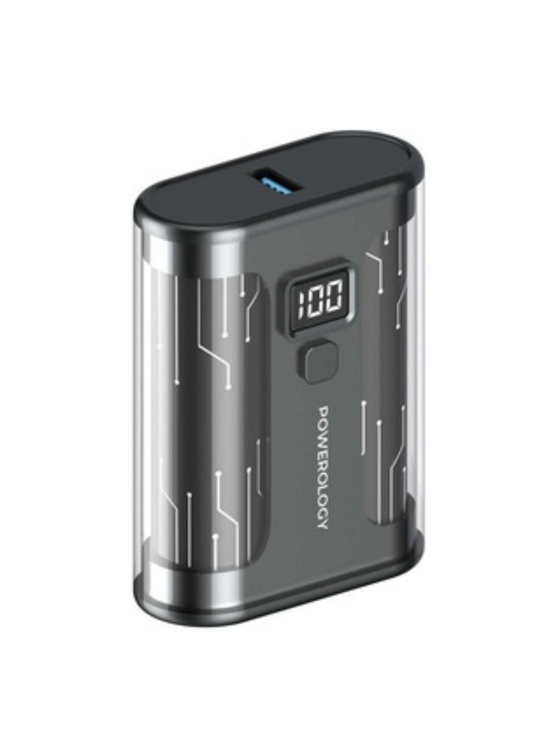 Powerology Crystalline Series Power Bank 10000mAh, 35W PD, Digital Display, USB C & USB-A Outputs, 35W USB-C Input, 35W PD USB-C Output, 18W QC USB-A Output, 22.5W SCP, Portable, Transparent Design - Black - Image 2
