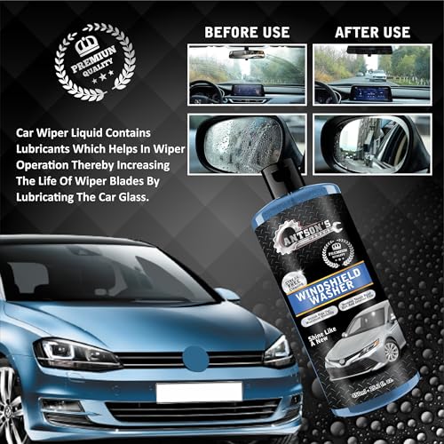 Antson 450mL Windshield Washer Fluid for Car | Car Windshield Cleaner Liquid in Concentrate Form (20ml for 1L Tank) A Streak Free Finish with Our Car Wiper Liquid Gives 100% Optical Vision (450 ml) - Image 3