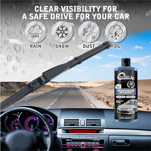 Antson 450mL Windshield Washer Fluid for Car | Car Windshield Cleaner Liquid in Concentrate Form (20ml for 1L Tank) A Streak Free Finish with Our Car Wiper Liquid Gives 100% Optical Vision (450 ml) - Image 2