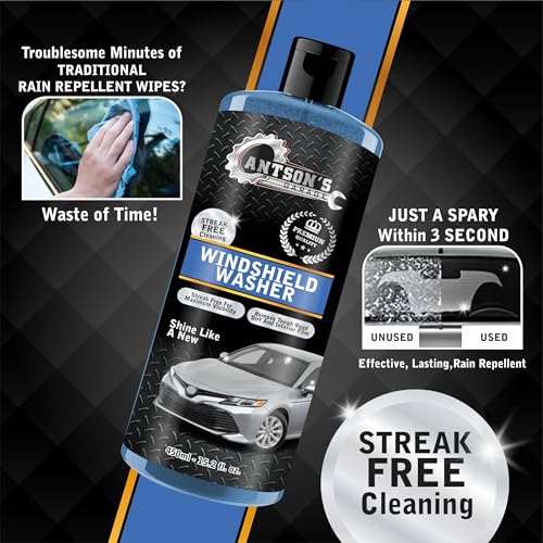 Antson 450mL Windshield Washer Fluid for Car | Car Windshield Cleaner Liquid in Concentrate Form (20ml for 1L Tank) A Streak Free Finish with Our Car Wiper Liquid Gives 100% Optical Vision (450 ml) - Image 5