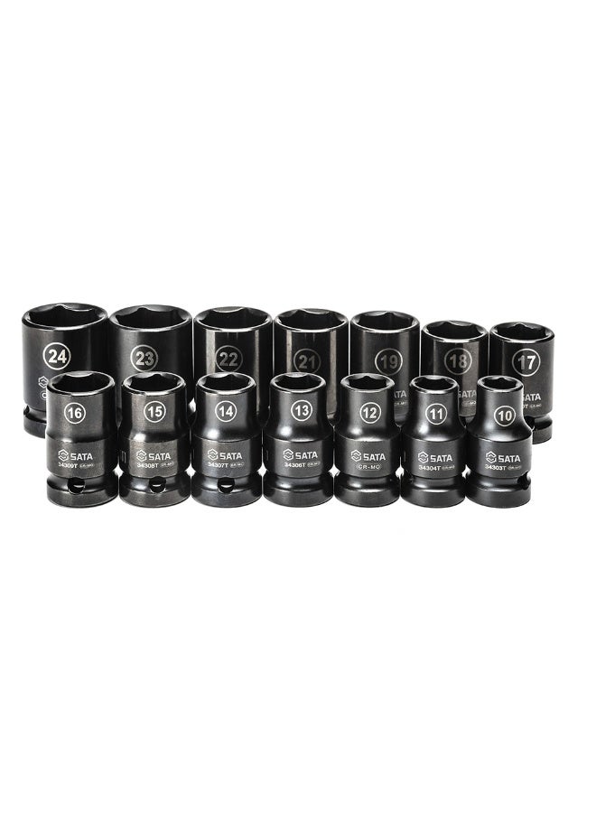 SATA ST34397T 14-Piece 1/2" Drive 6 Point Metric Thin Wall Impact Socket Set - Image 4