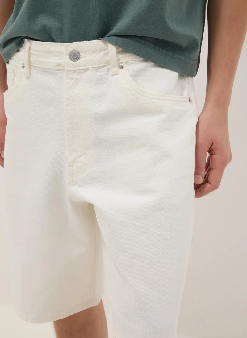 Ovs  OVS Baggy White Cotton Shorts for Men | Best Price UAE