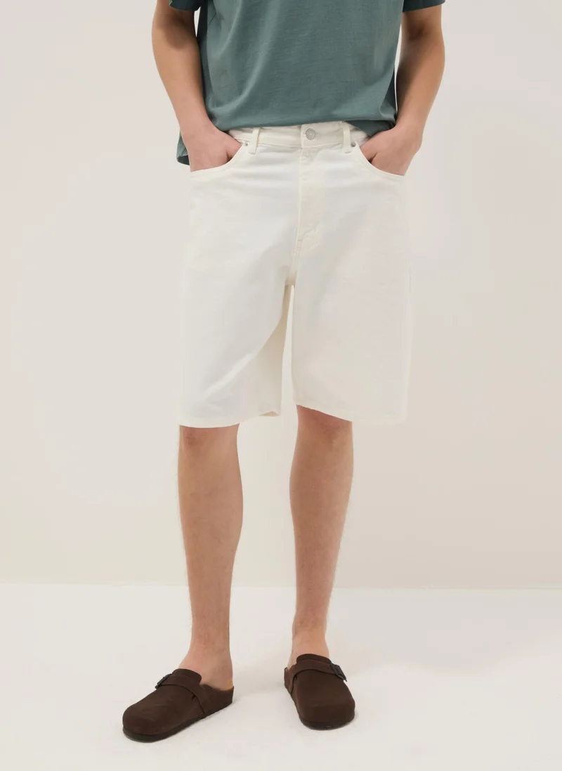 او في اس OVS Baggy White Cotton Shorts
