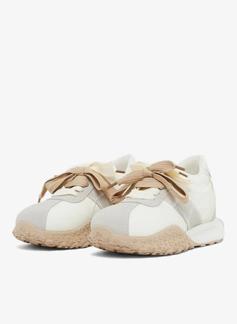 Styli Double Lace Up Textured Sneakers