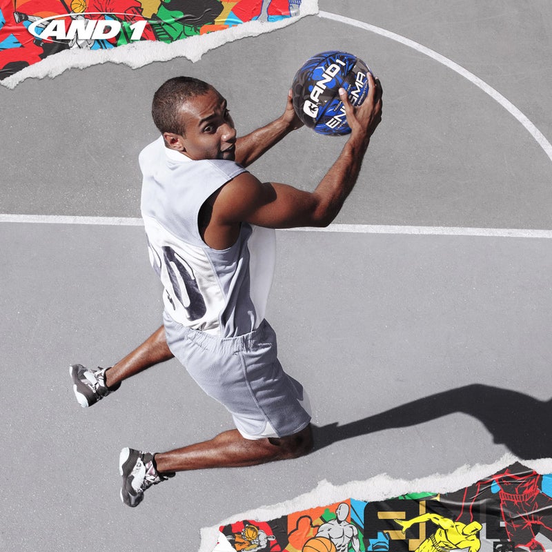 AND1 Enigma Indoor/Outdoor Youth Premium Rubber Streetball, Blue and Black, 27.5 - Image 3