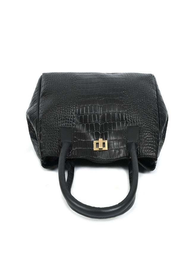 Celtic Premium Croc-Embossed Leather Tote with Dual Handles, Zip Closure & Detachable Strap - Image 4