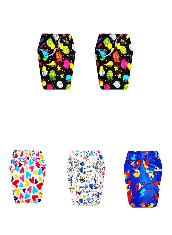 حفاضات قماشية فاخرة من دمبلدو للأطفال حديثي الولادة مع حشوة داخلية (عبوة من 5 قطع) | ملائمة تمامًا | مانعة للتسرب | سهلة التنظيف | مناسبة للارتداء طوال اليوم | من 0 إلى 4 أشهر | للجنسين - Image 1