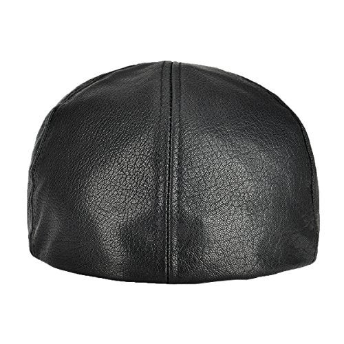 VOBOOM Lambskin Leather Ivy Newsboy Caps 6 Panel Cabbie Beret Hat (7 1/4, Black) - Image 4