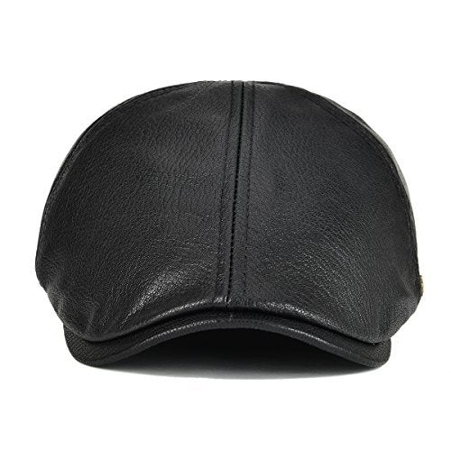 VOBOOM Lambskin Leather Ivy Newsboy Caps 6 Panel Cabbie Beret Hat (7 1/4, Black) - Image 3