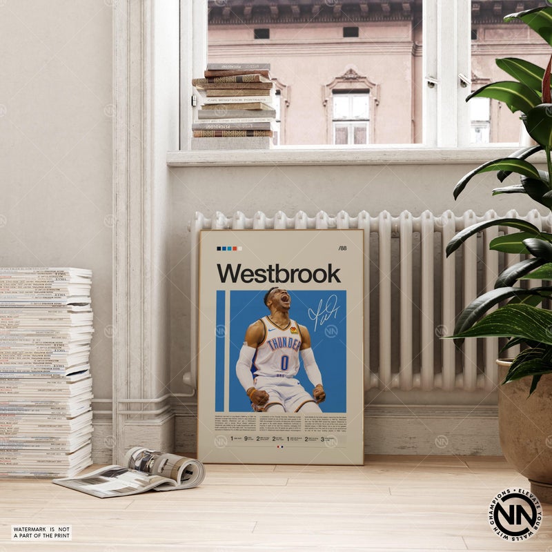 TNESSENTIAL Russell Westbrook Poster, Oklahoma City Thunder OKC, NBA Poster, Sports Poster, Mid Century Modern, NBA Fans, Sports Bedroom Posters - Image 2