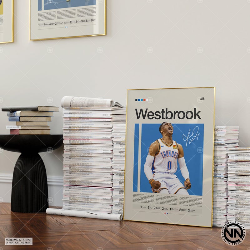TNESSENTIAL Russell Westbrook Poster, Oklahoma City Thunder OKC, NBA Poster, Sports Poster, Mid Century Modern, NBA Fans, Sports Bedroom Posters - Image 4