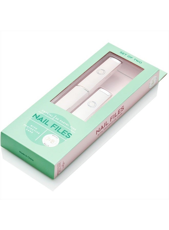 Malva Belle Best Crystal Glass Nail File for Women x2 - Nail File & Travel Case - Nail File Set - Heavy Duty Nail File for Natural Nails - Professional Nail Shaper - Nail Essentials - Pink 3mm - Image 1