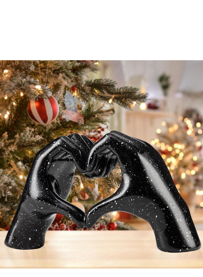 Bluejw Valentines Day Gifts for Him, Heart Hands Sculpture, Heart Hands, Valentines Day Decorations, Black Room Decor for Living Room Bedroom Bookshelf, Black - Image 1