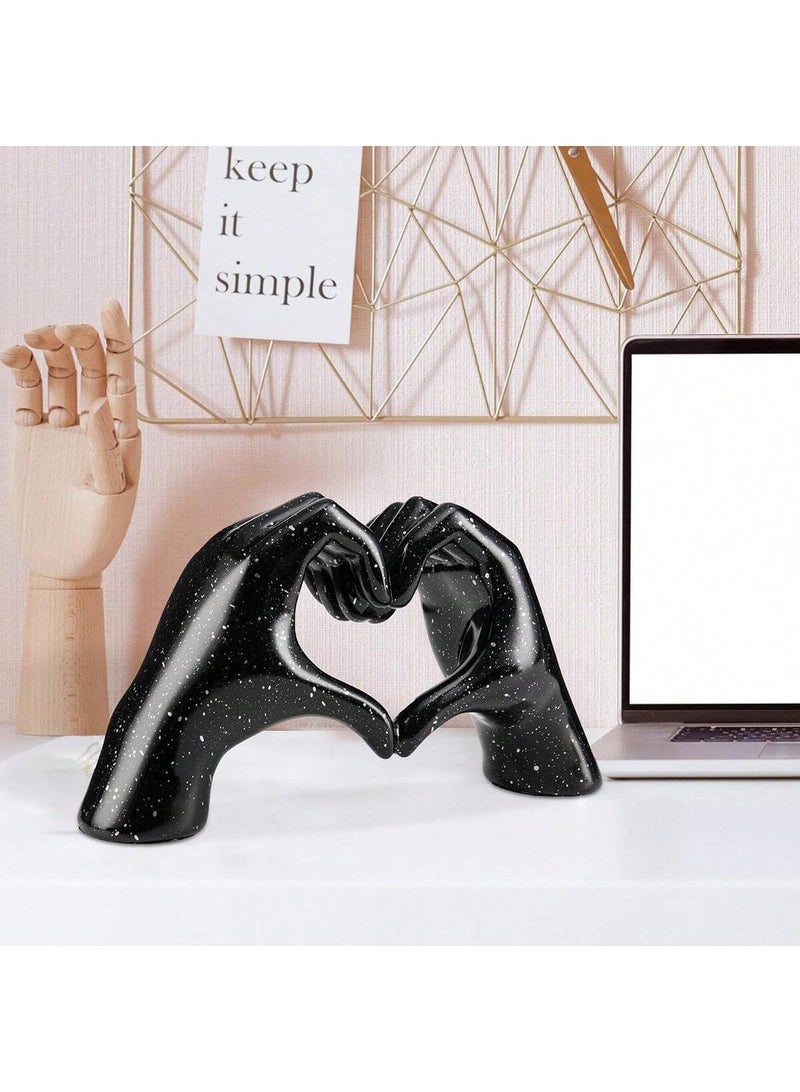 Bluejw Valentines Day Gifts for Him, Heart Hands Sculpture, Heart Hands, Valentines Day Decorations, Black Room Decor for Living Room Bedroom Bookshelf, Black - Image 2