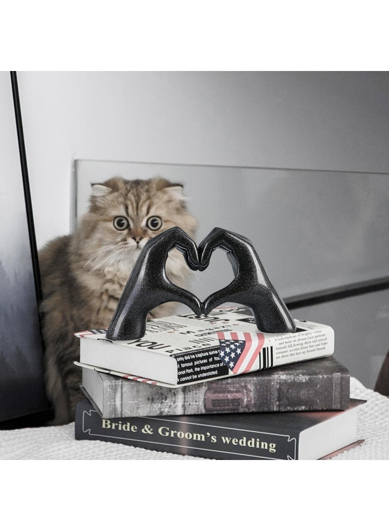 Bluejw Valentines Day Gifts for Him, Heart Hands Sculpture, Heart Hands, Valentines Day Decorations, Black Room Decor for Living Room Bedroom Bookshelf, Black - Image 4