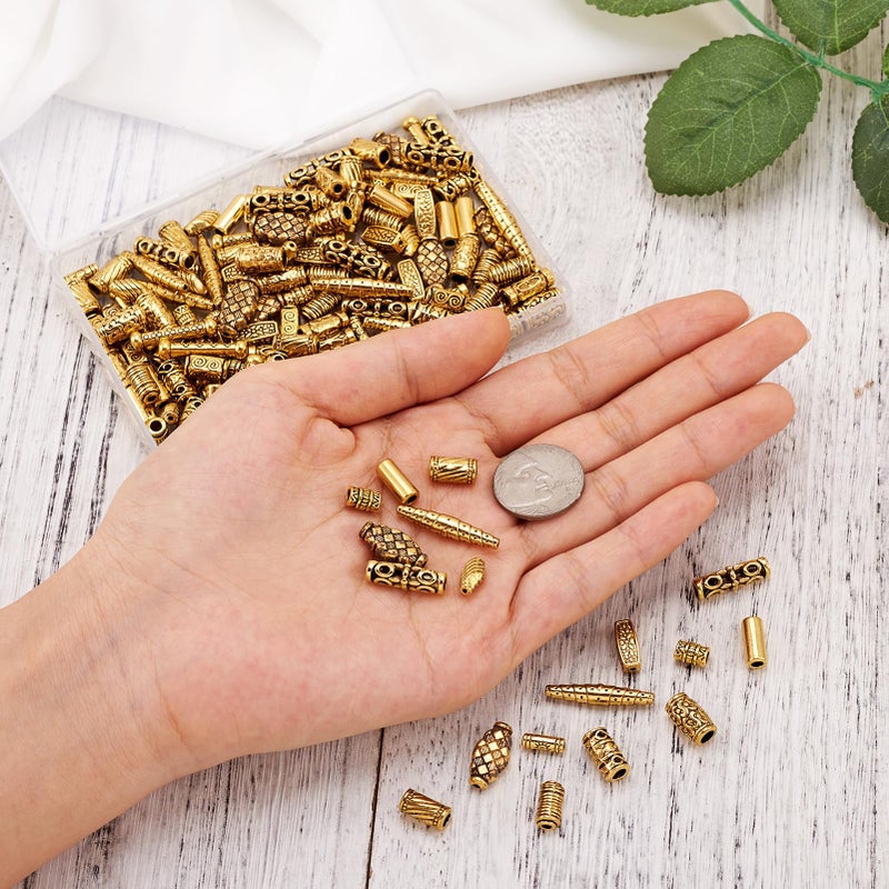 Craftdady 150Pcs Antique Gold Tube Bar Spacer Beads Tibetan Metal Column Barrel Drum Beads for Jewelry Crafts Making Hole:1-3.5mm - Image 4