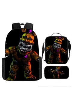 Generic Toy bear large capacity backpack for primary and secondary school students, anime cartoon backpack, shoulder bag, pencil case, 3-piece set for both men and women 