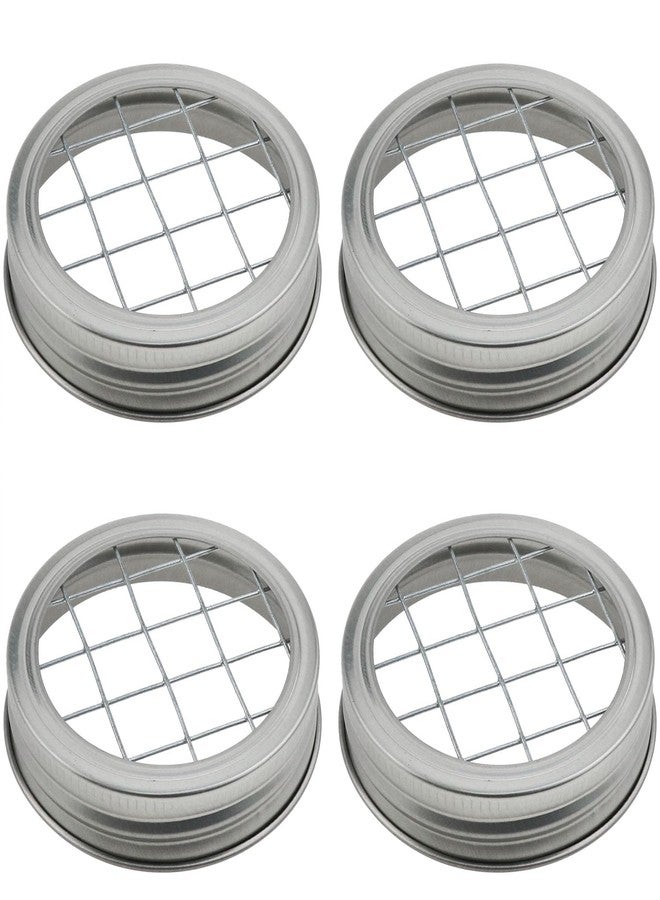 AYLIFU 4 Set Mason Jar Lids - Silver - 2.75 Inches - Tinplate - Screw Top - Holder - Flower Organizer & Decoration Accessories - Image 1