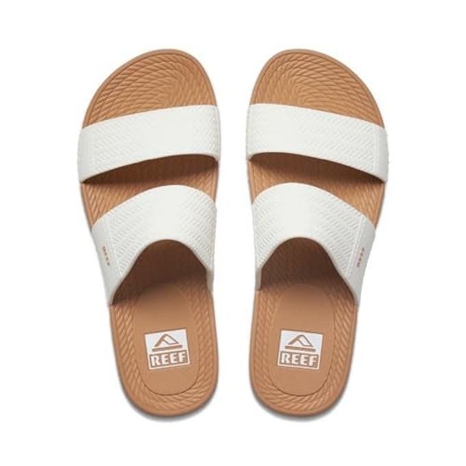Reef Water Vista Slide Womens Platform Slide, Water Friendly, Arch Support, White/Tan, 6 - Image 2