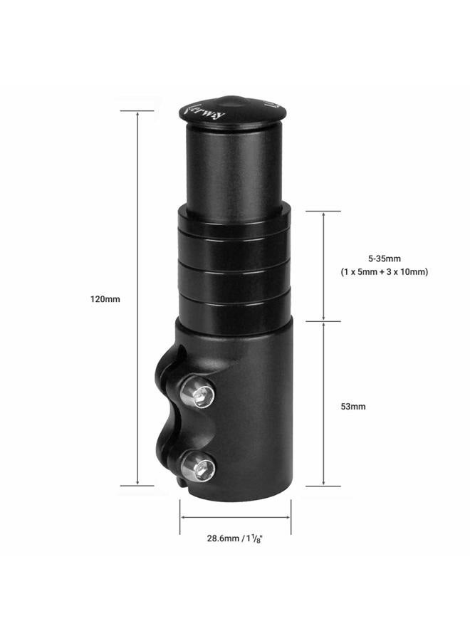 LERWAY Bike Stem Riser Extender MTB Handlebar Stem Adapter with Hex Key for 1-1/8" 28.6mm Fork Aluminum Black - Image 3