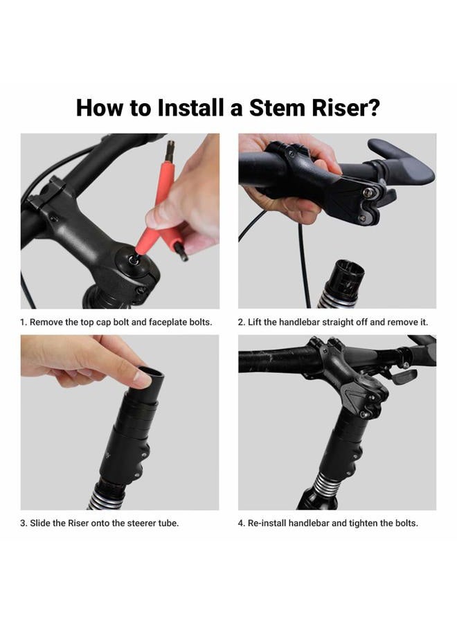 LERWAY Bike Stem Riser Extender MTB Handlebar Stem Adapter with Hex Key for 1-1/8" 28.6mm Fork Aluminum Black - Image 5