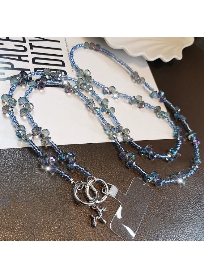 NIBEMINENT Phone Charm/ Chain Strap for Women Girls, Water Droplet Crystal Cell Phone Case Lanyard Wrist Strap，Sky Blue