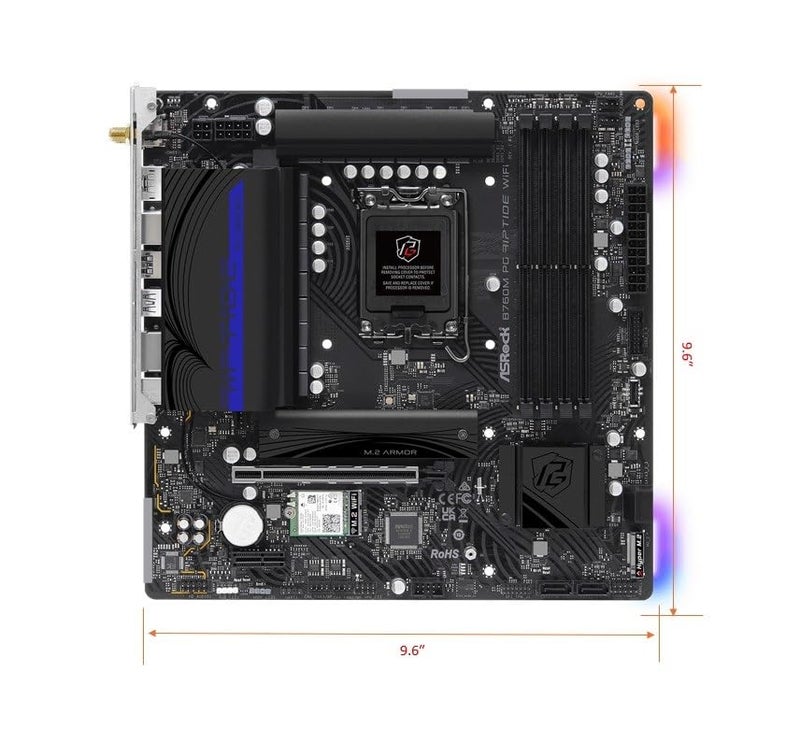 ASRock لوحة أم ASRock B760M PG Riptide WiFi Micro-ATX | تدعم معالجات إنتل من الجيل 14/13/12 | DDR5 7200+ (OC) | واي فاي 6E | 2.5G LAN | 14+1+1 مرحلة طاقة | USB-C أمامي وخلفي - Image 2