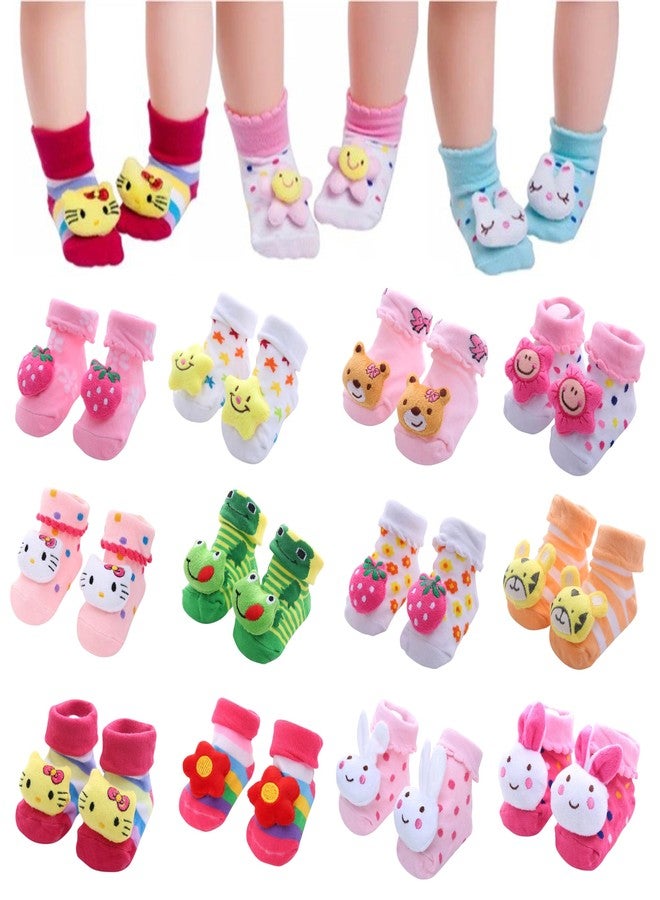 Kidbee Face Cartoon Socks for newborn baby Toddlers & Infant (0-12 Months) (Girls Multicolor, 4) - Image 2