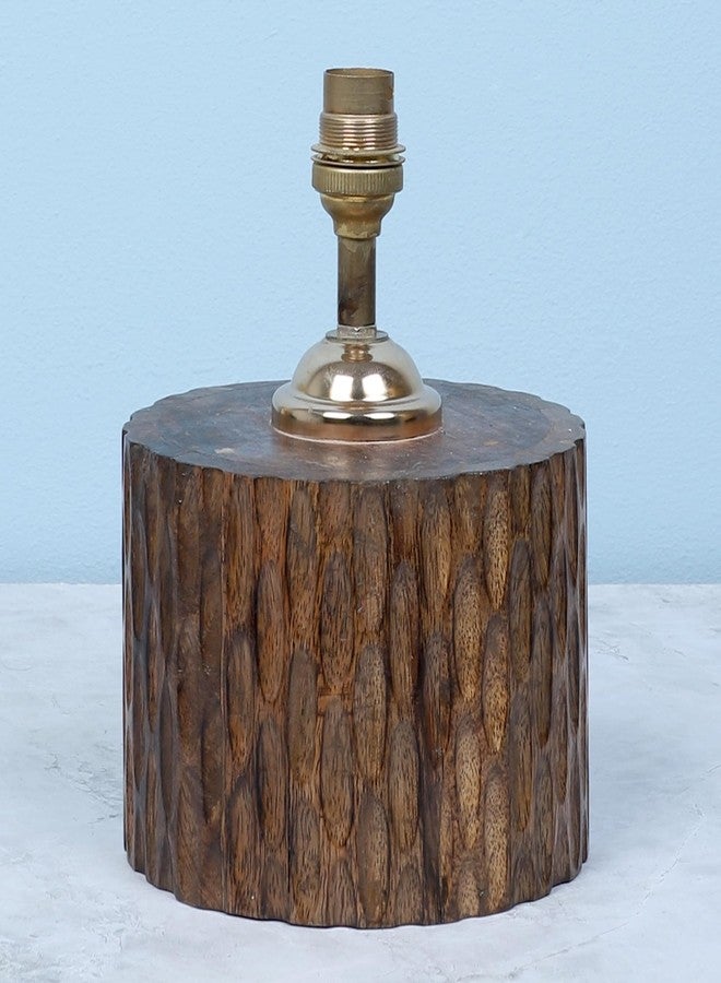 tu casa Cylindrical Wooden Base Bedside Table Lamp with Carnation with Satin Shade for Home Decoration Bedroom Living Room Lounge Office Festival Decor & Gifting Study Table H - 11.5" / No Blub - Image 3