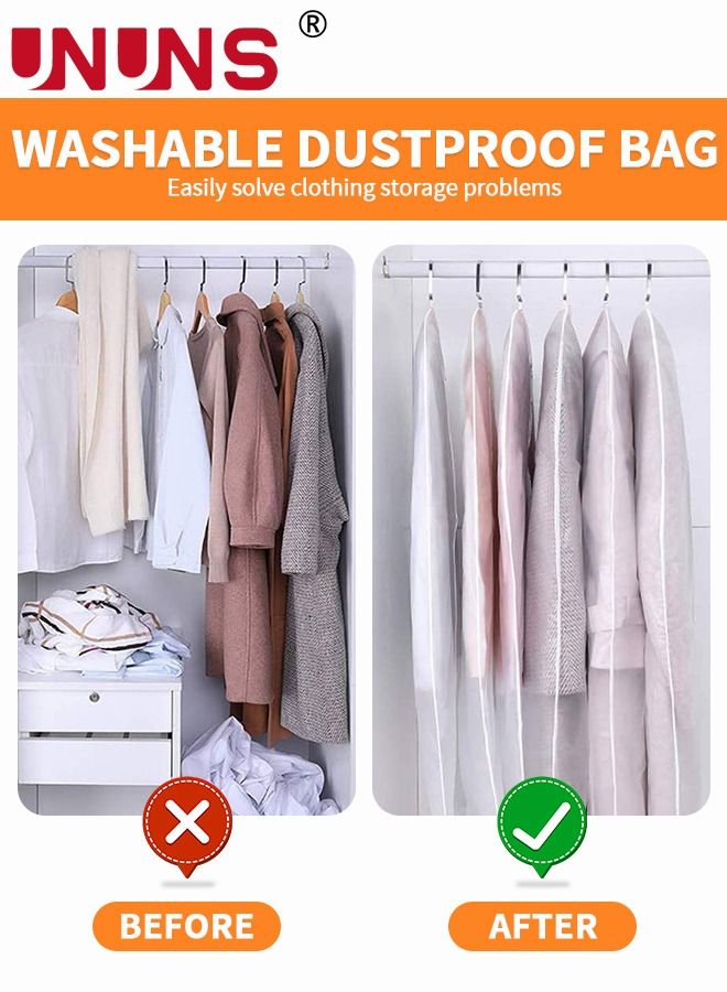 UNUNS 6PCS Large Clear Garment Bags Clothes Cover with Zipper for Hanging Clothes, Plastic Dustproof Suit Bag for Wardrobe Storage and Travel 60*100CM - Image 2